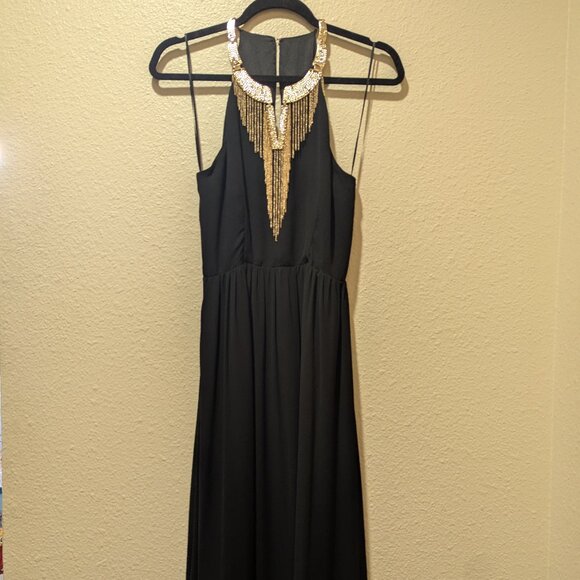 H&M Studio Flowy Black Chiffon Maxi Dress Size 8 - Picture 3 of 7
